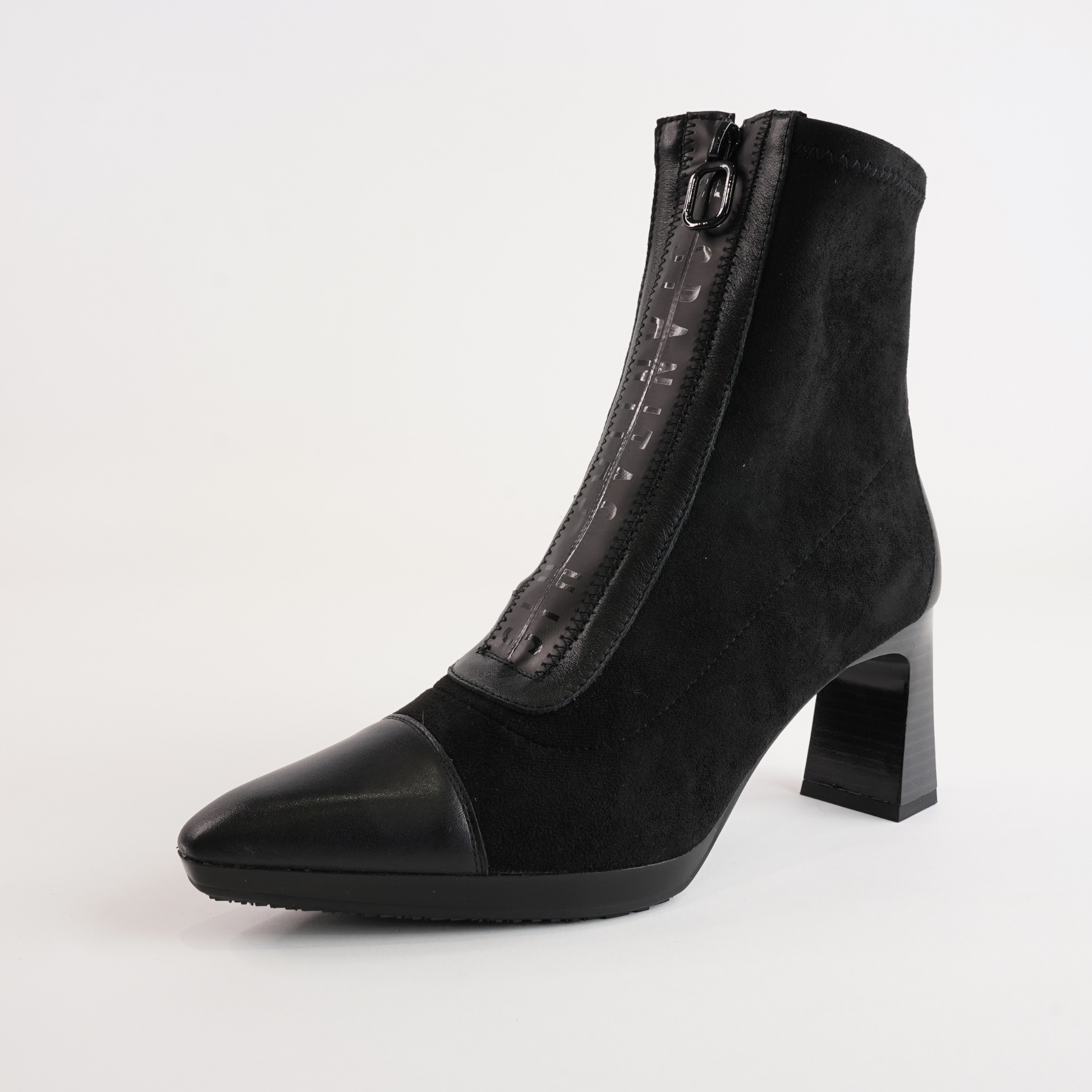HI243714 Soho Black/ Velour Black Leather Ankle Boots