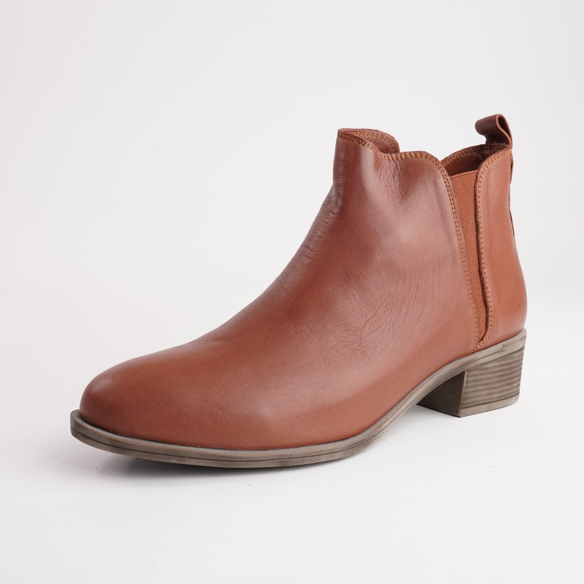 EG213 Tan Leather Ankle Boots