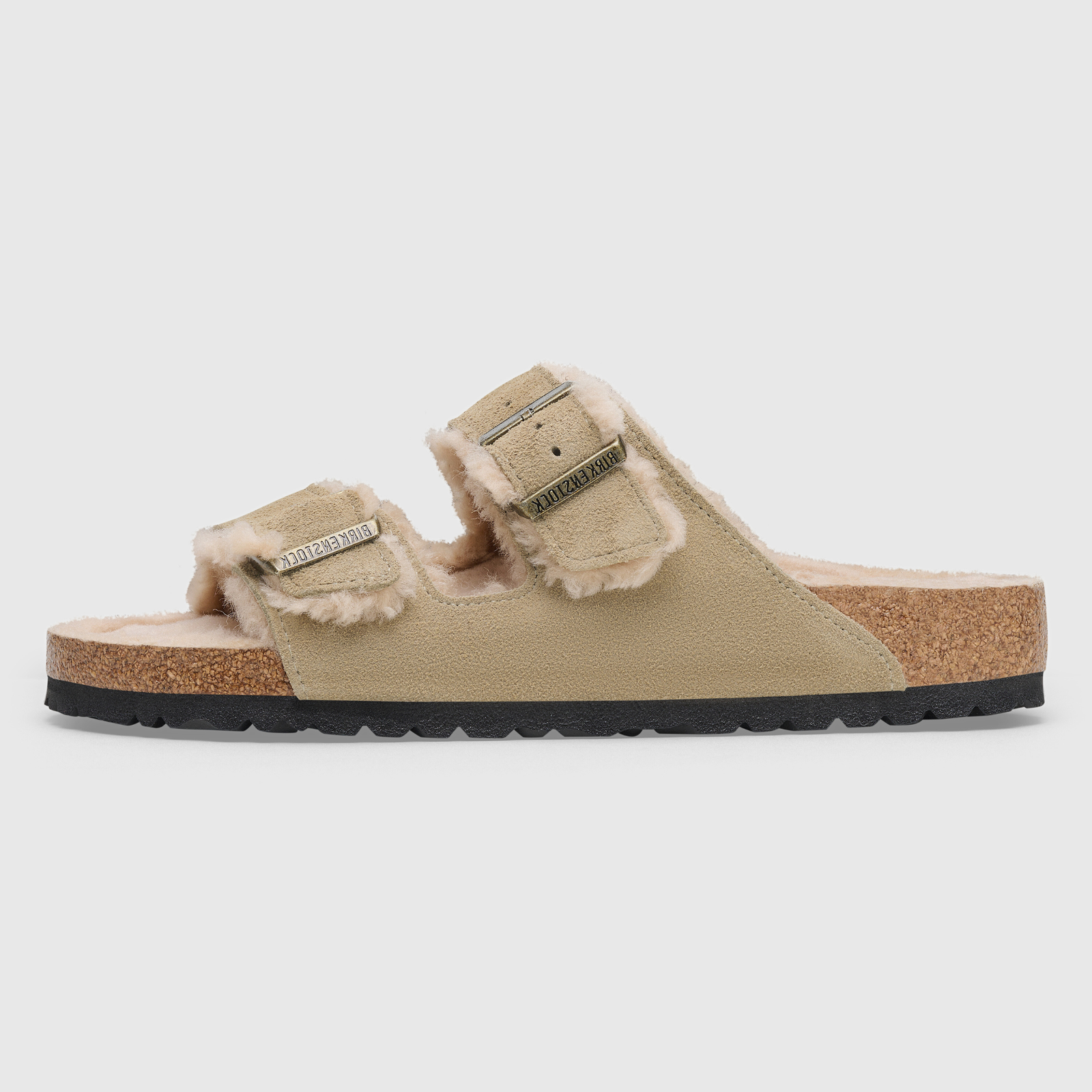 Arizona Shearling Taupe Suede Leather Sandals