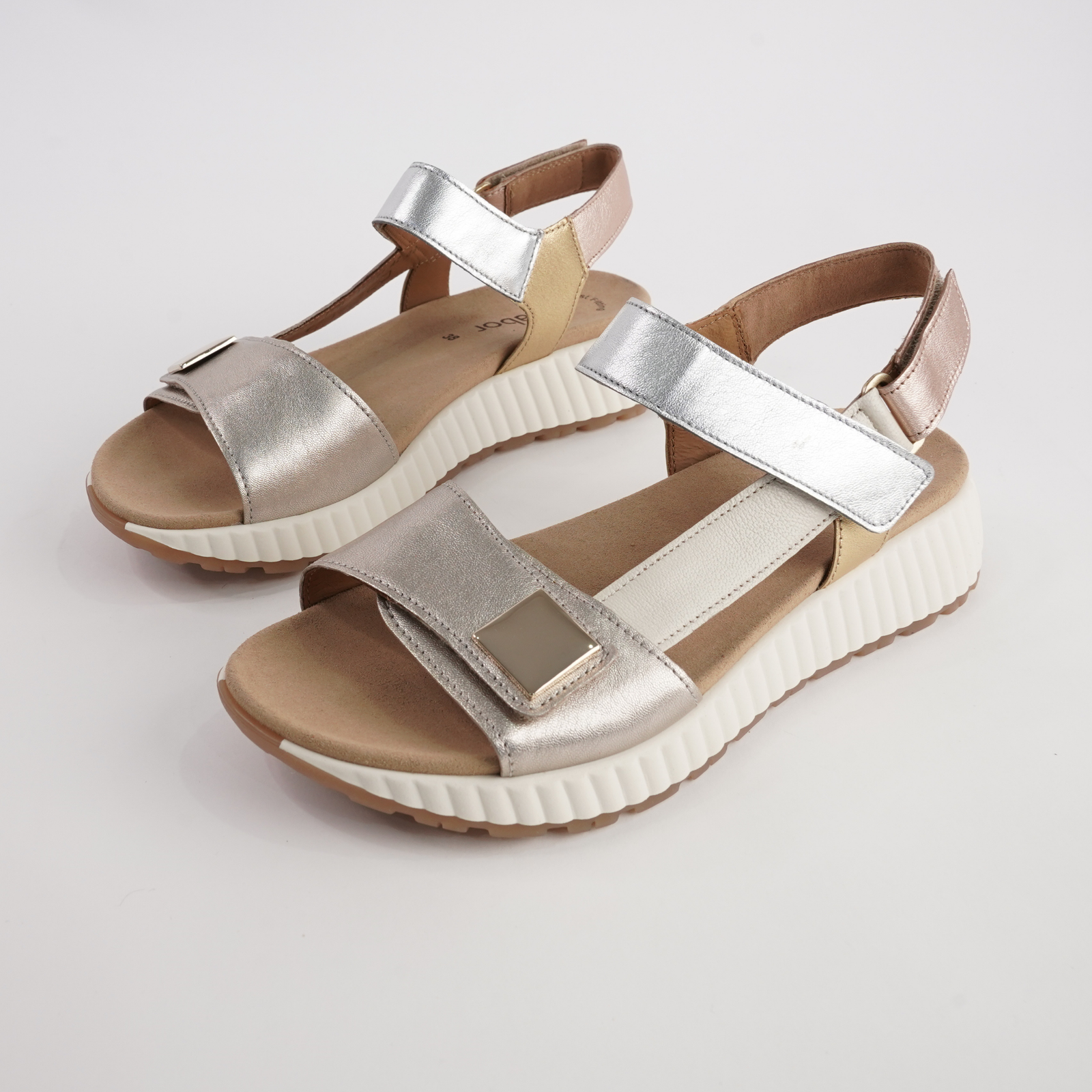 Cora Metallic Combi Leather Sandals