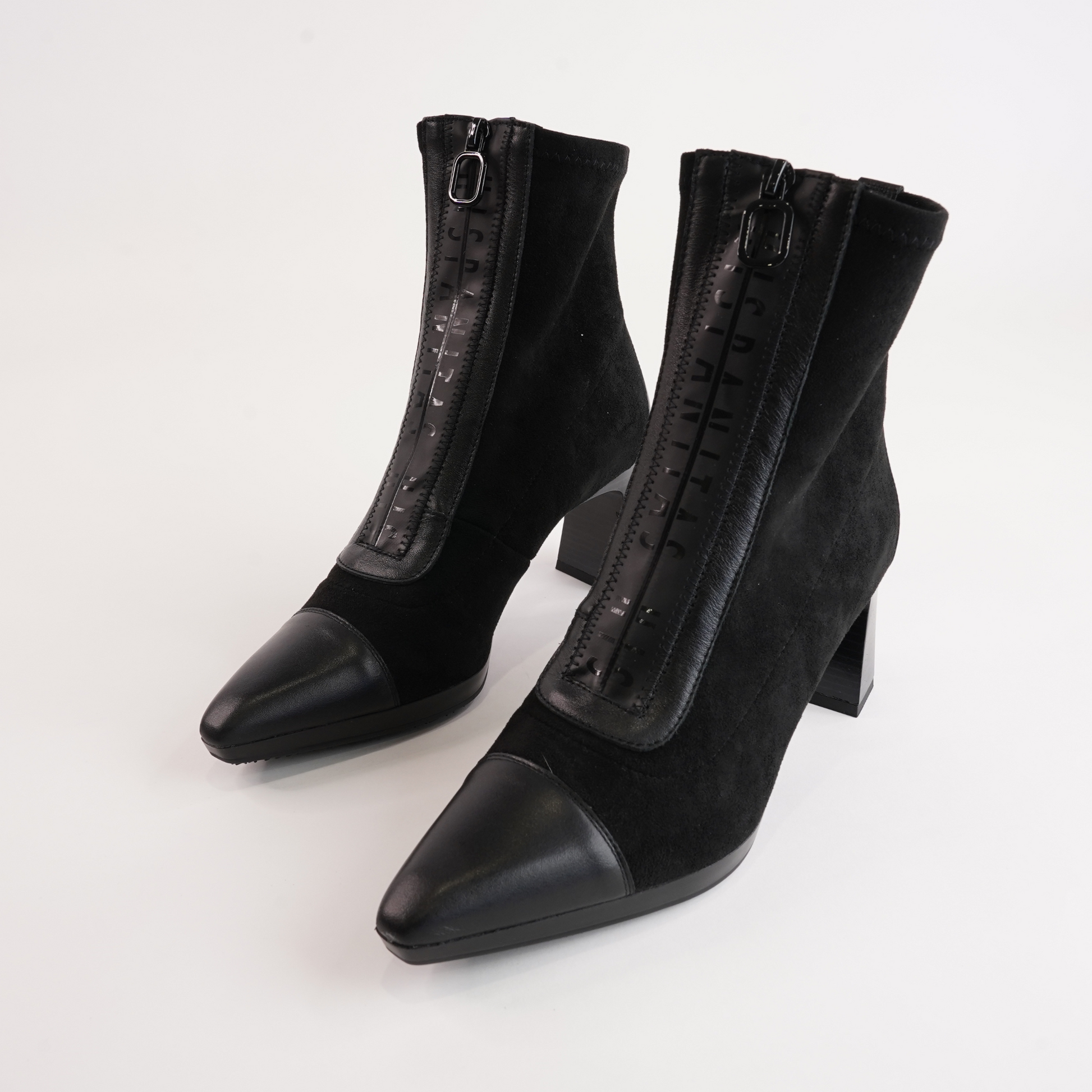 HI243714 Soho Black/ Velour Black Leather Ankle Boots
