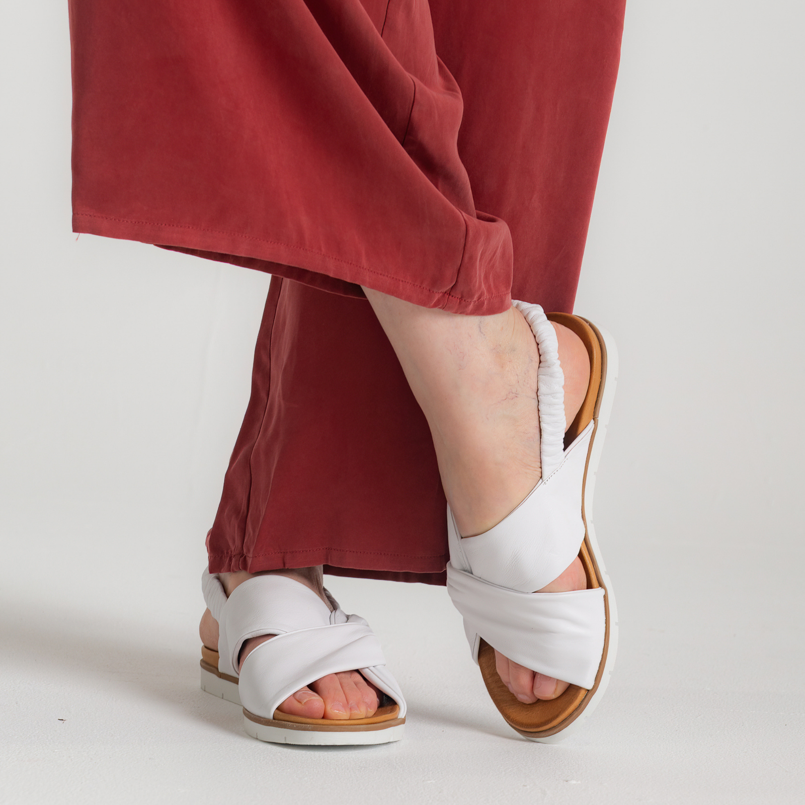 Yara White Leather Sandals