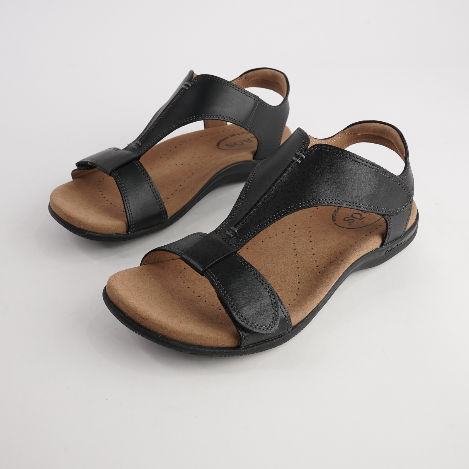 The Show Black Leather Sandals