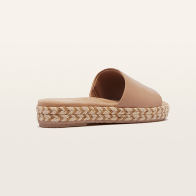Lucia Camel Leather Slides