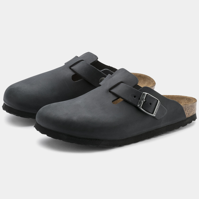 Boston Oiled Leather Black Flats