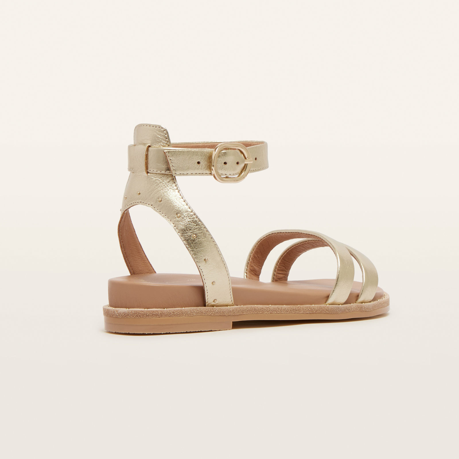 Patterson Gold Tumbled Leather Sandals