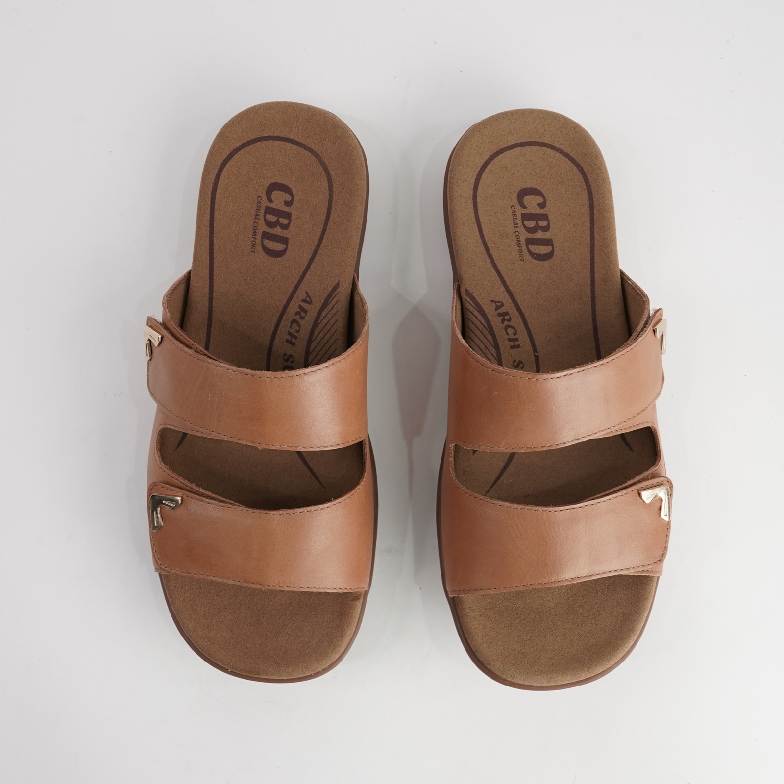 Tribe Tan Leather Slides