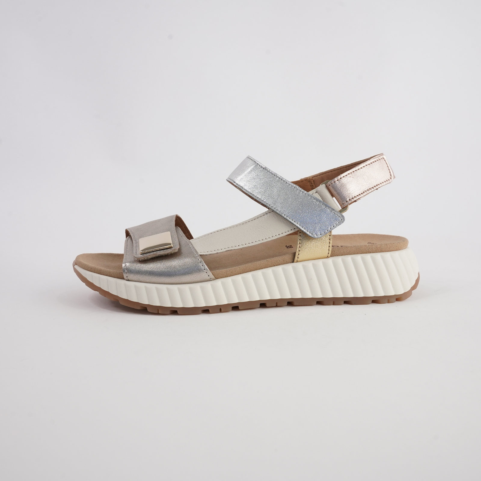 Cora Metallic Combi Leather Sandals