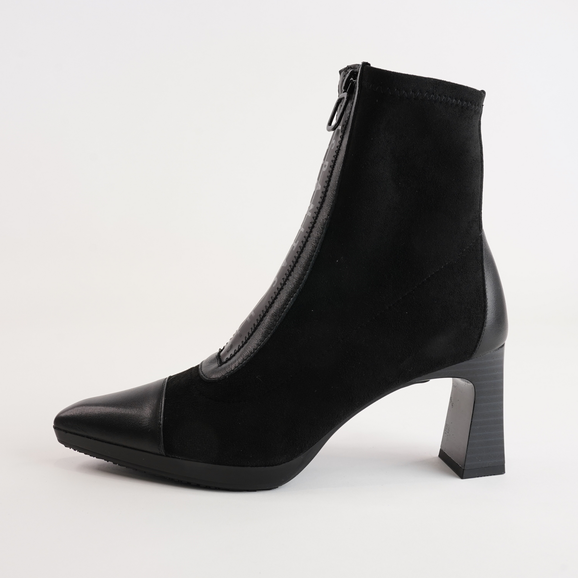 HI243714 Soho Black/ Velour Black Leather Ankle Boots