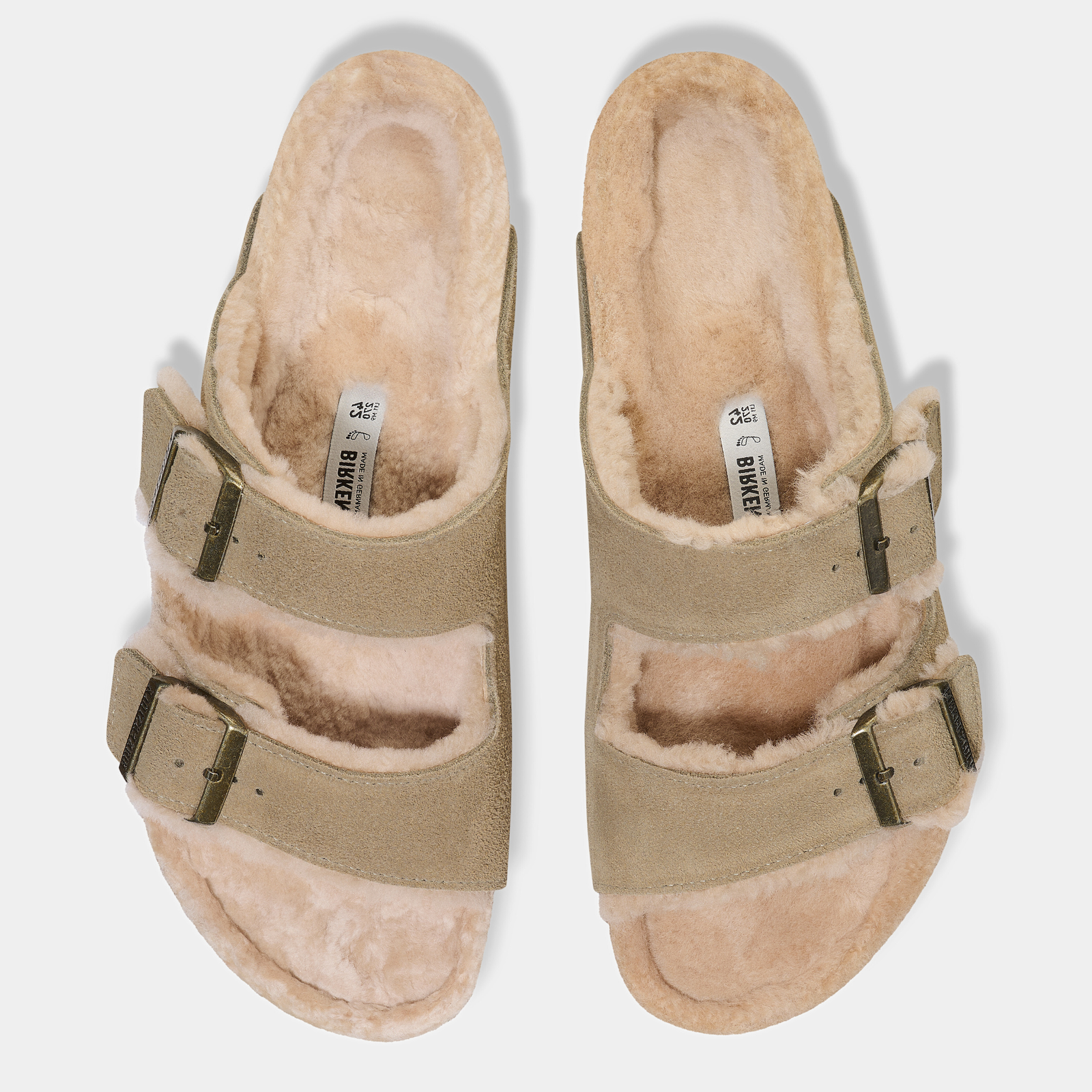 Arizona Shearling Taupe Suede Leather Sandals