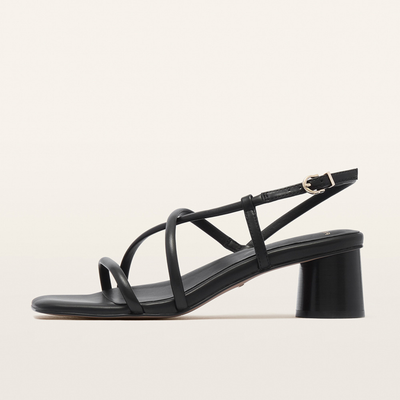 Lottie Black Leather Heels