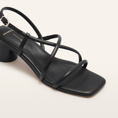 Lottie Black Leather Heels