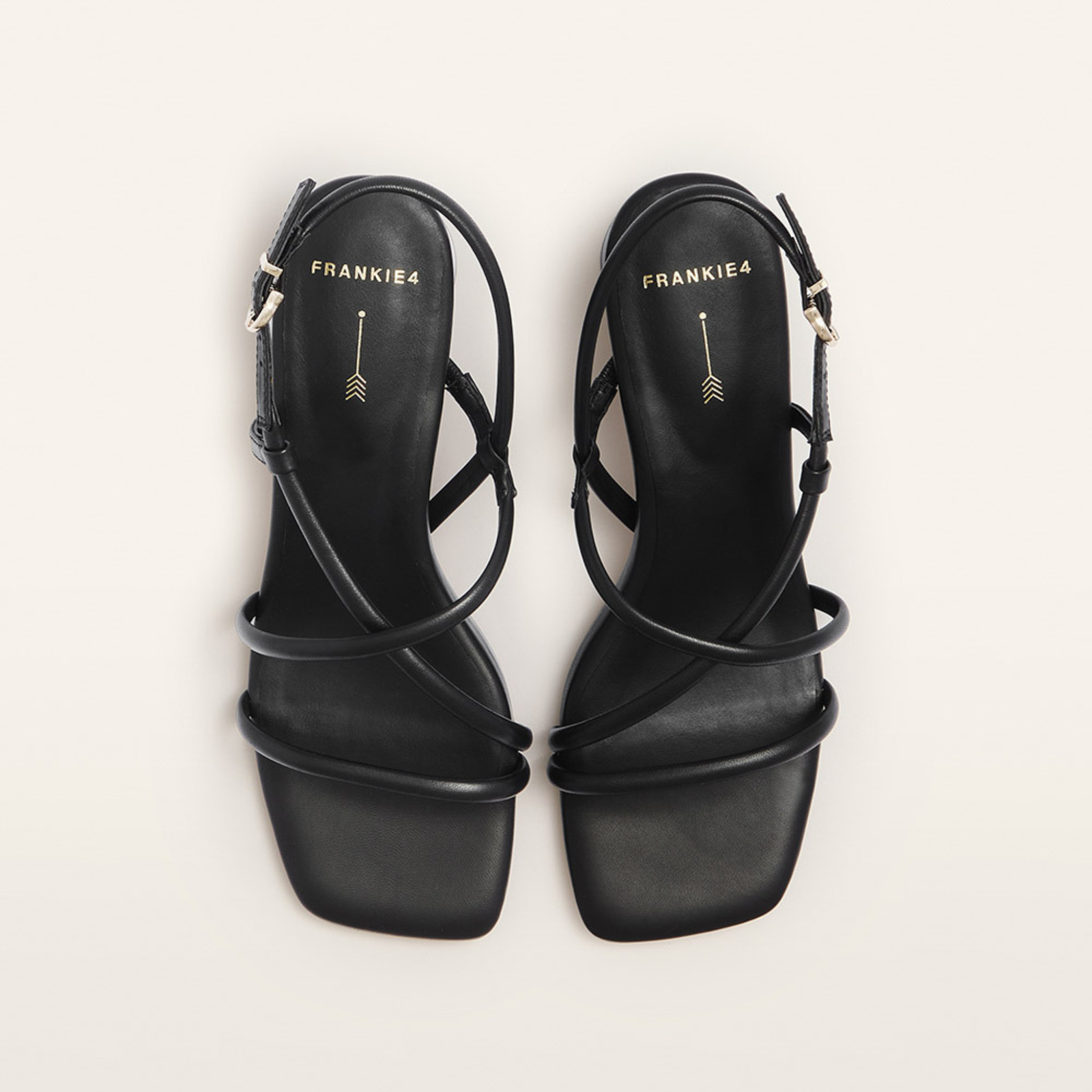 Lottie Black Leather Heels