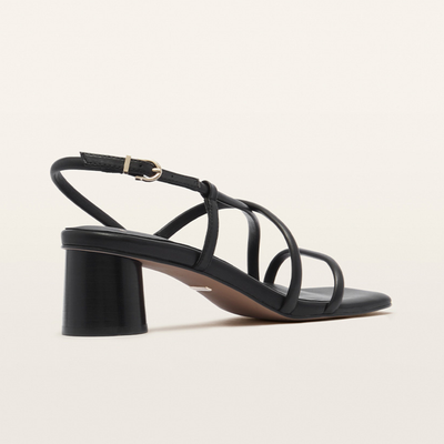 Lottie Black Leather Heels