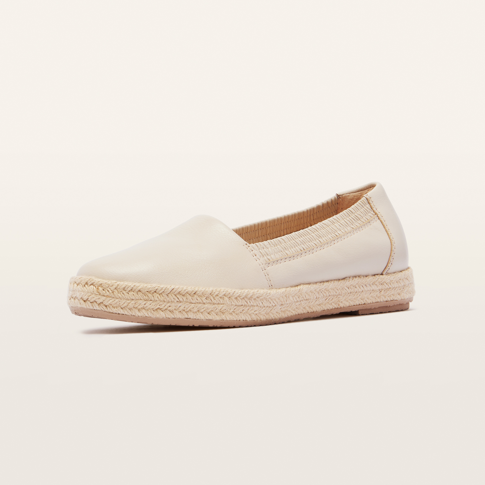 Reece Ecru Leather Espadrilles