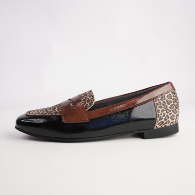 10870 Negro Leopard Multi Leather Flats