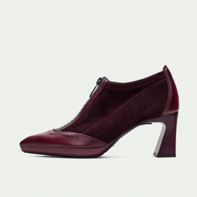 HI254324 Wine Leather Ankle Boots