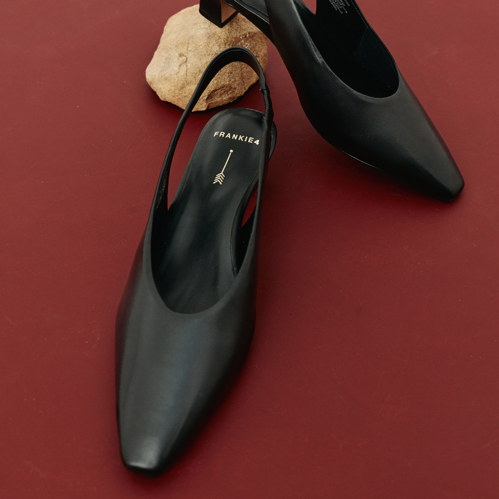 Noa Black Leather Heels