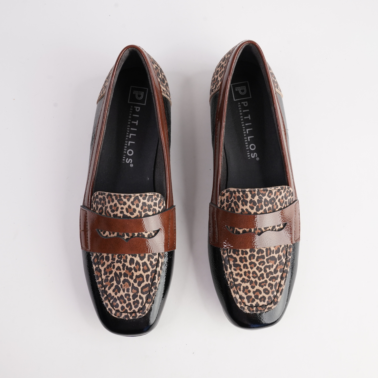 10870 Negro Leopard Multi Leather Flats