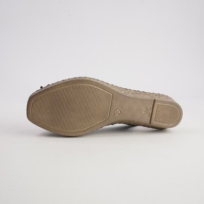 Erica Black Leather Espadrille Wedges