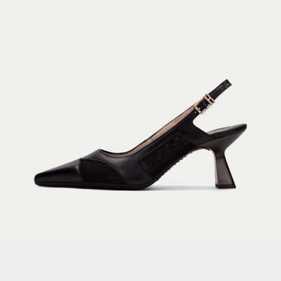 Hv254003 Black Leather Heels