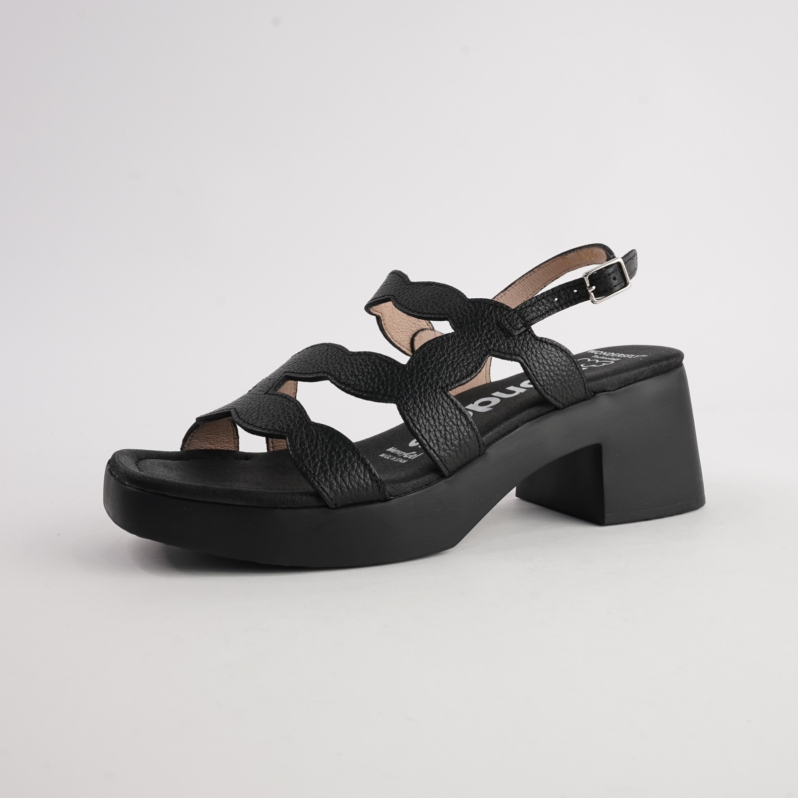 Dawn Black Leather Heels