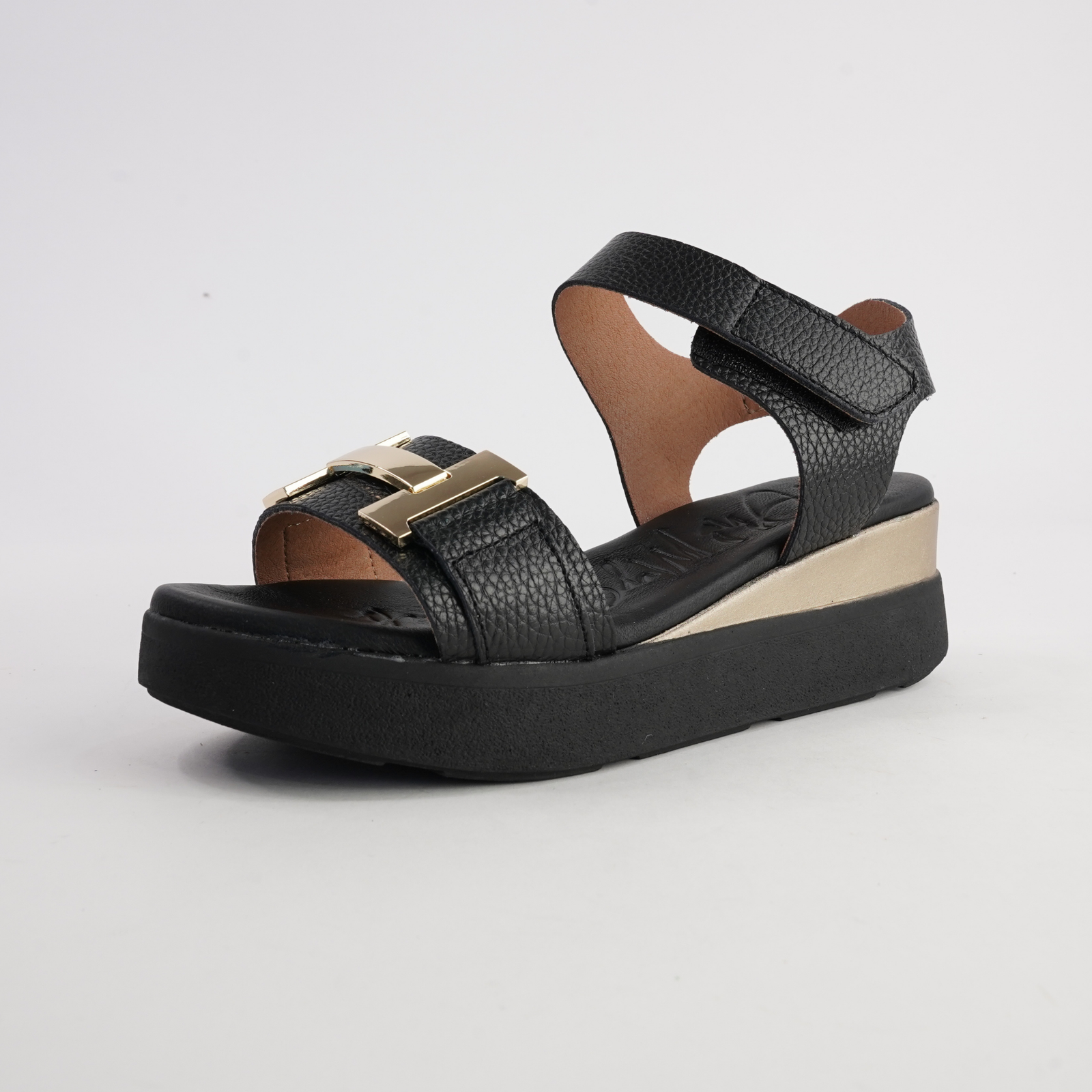 Saul Negro Leather Sandals