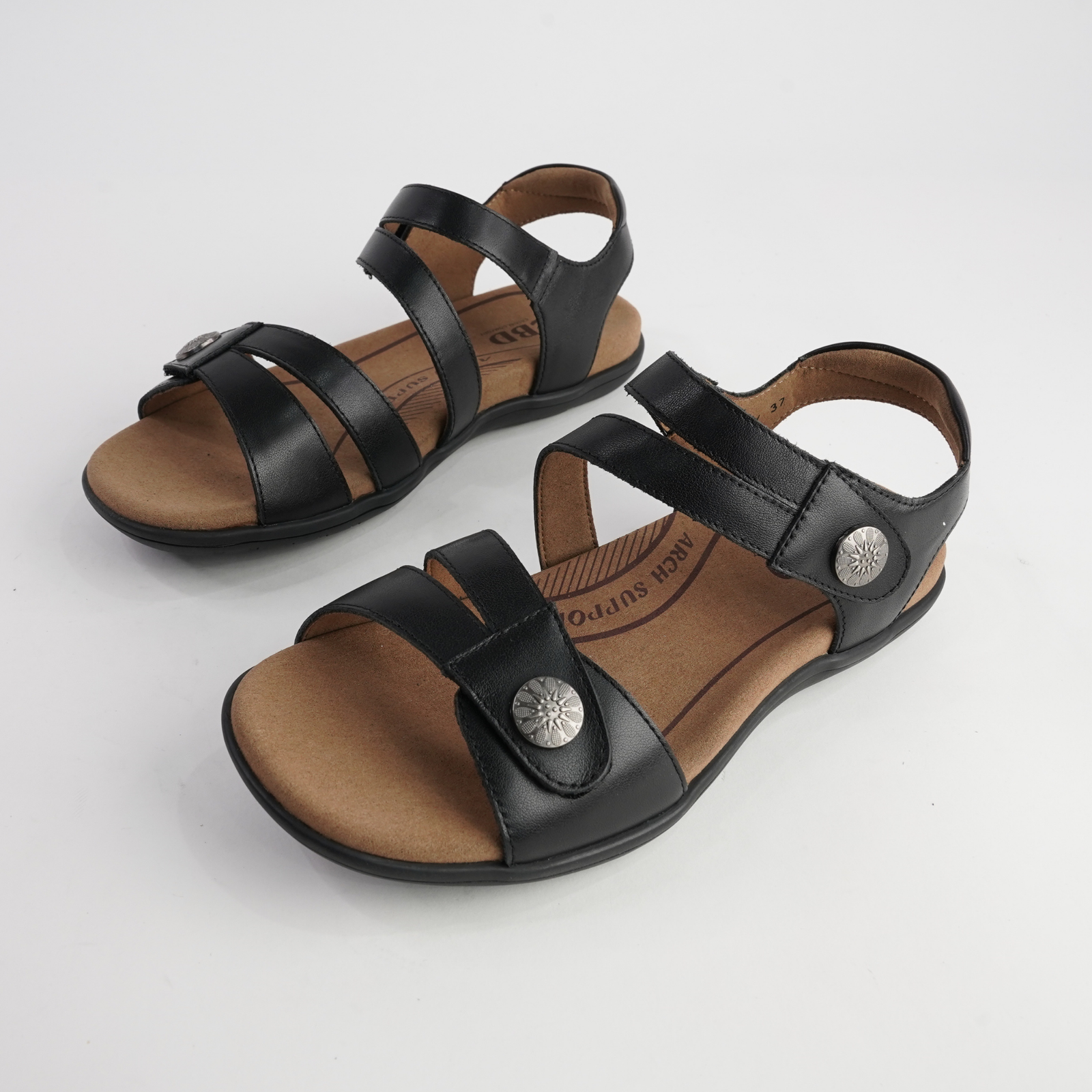 Trophy Black Leather Sandals
