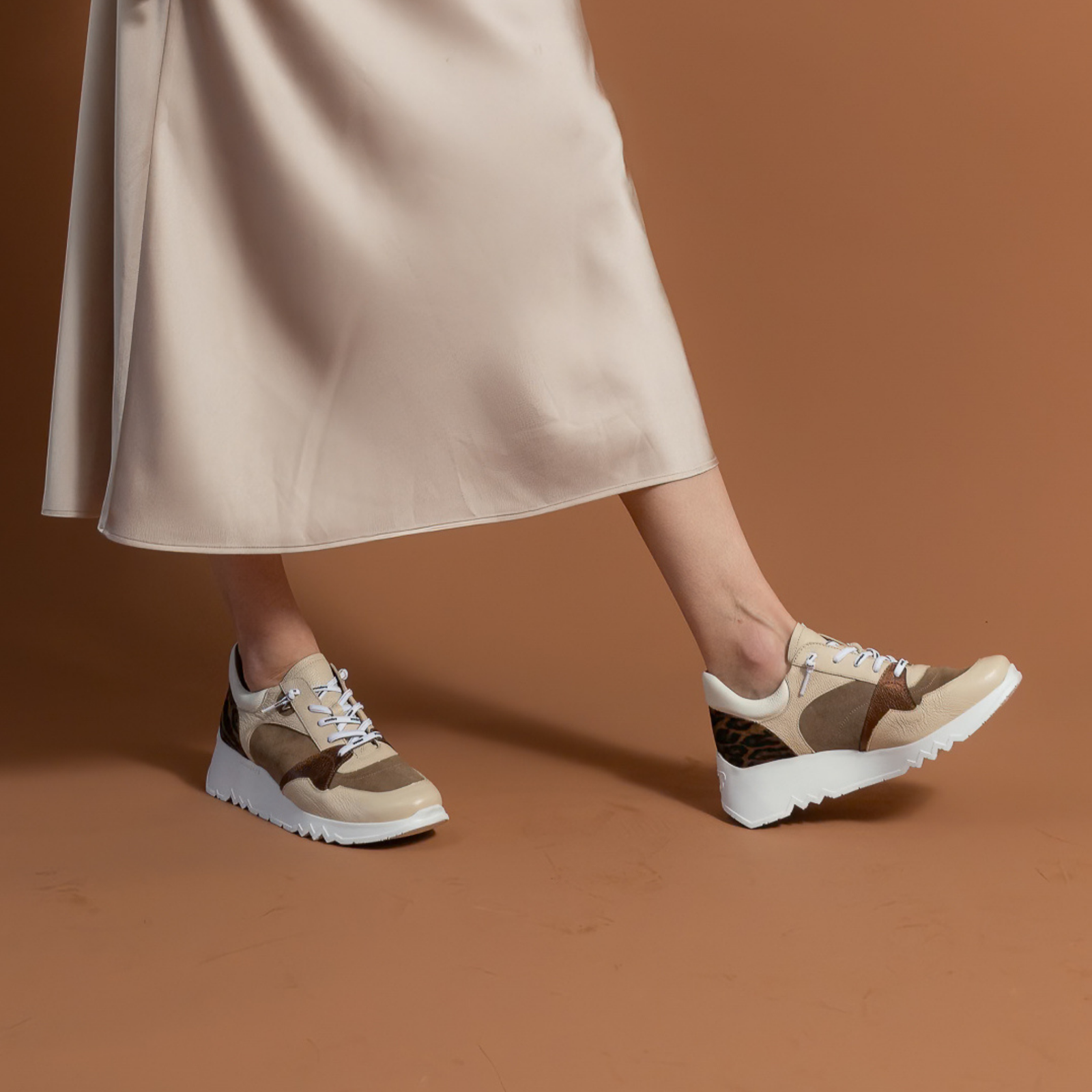 Alba Cream Multi Leather Sneakers
