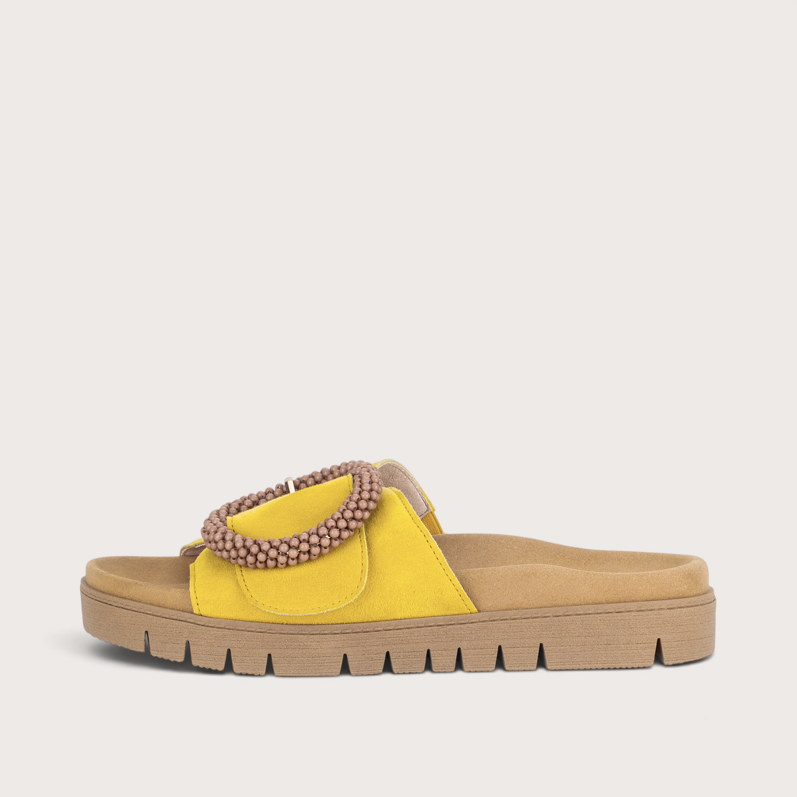 Lucille Yellow Suede Slides