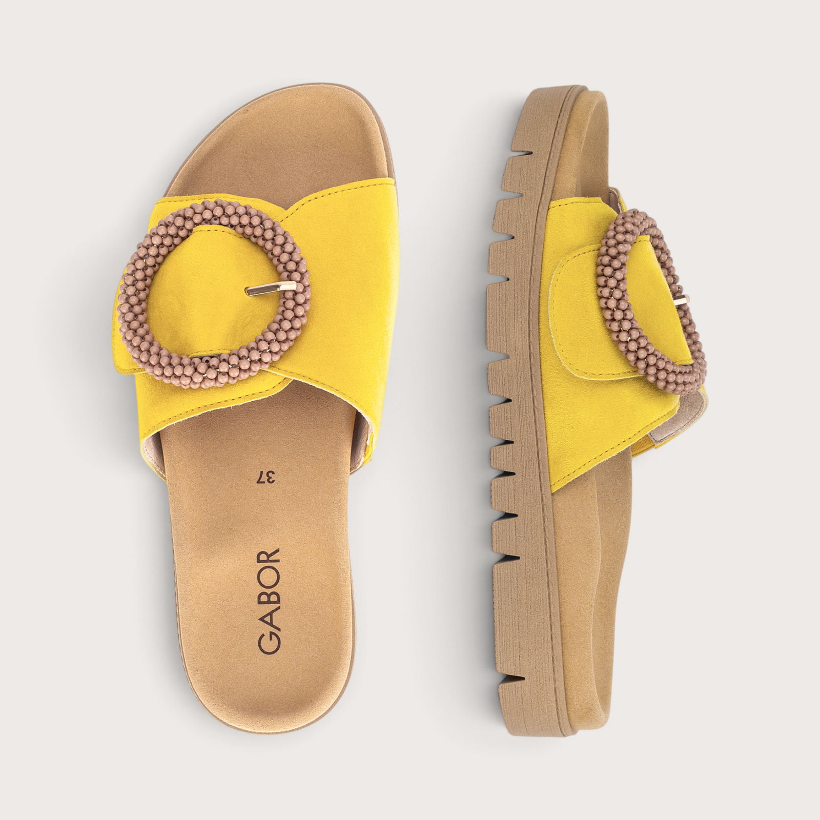 Lucille Yellow Suede Slides
