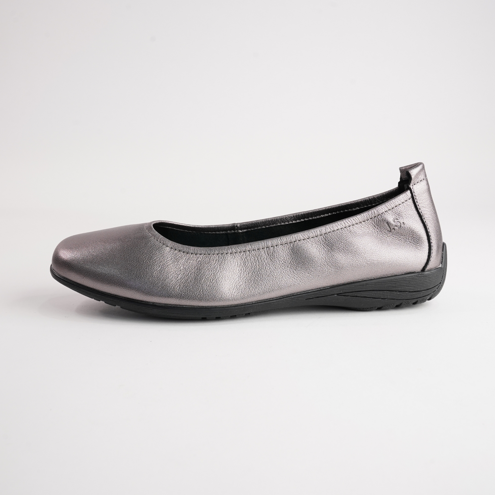 Fenja 01 Pewter Leather Ballet Flats