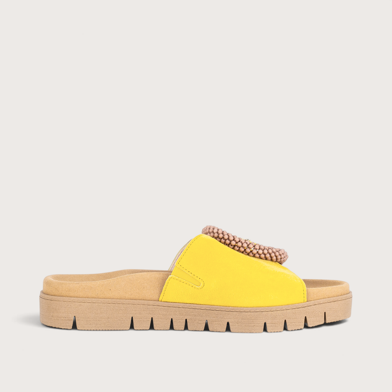 Lucille Yellow Suede Slides