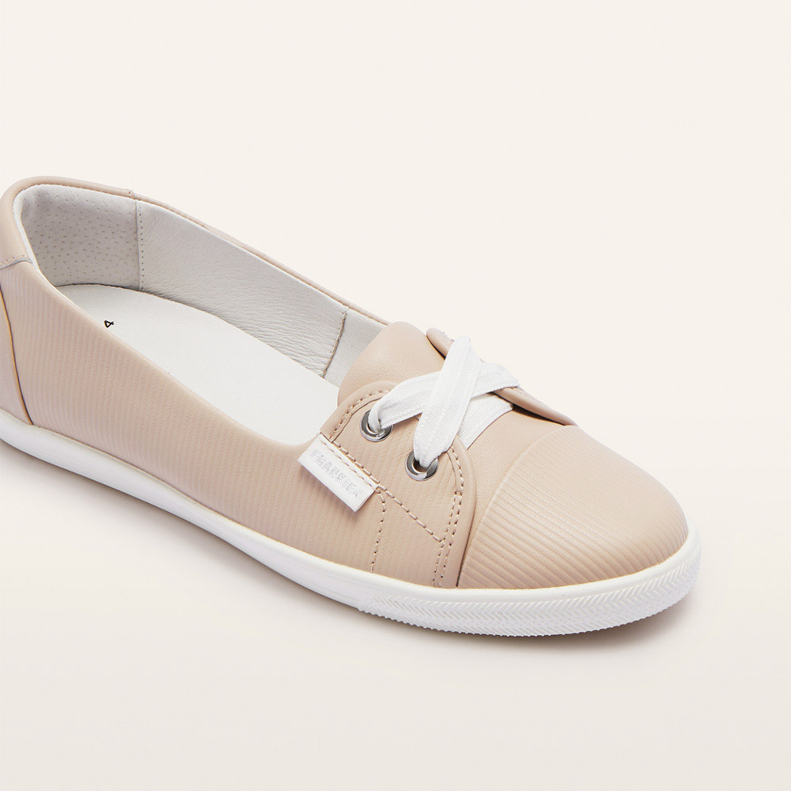 Hannah III Light Blush Emboss Leather Sneakers