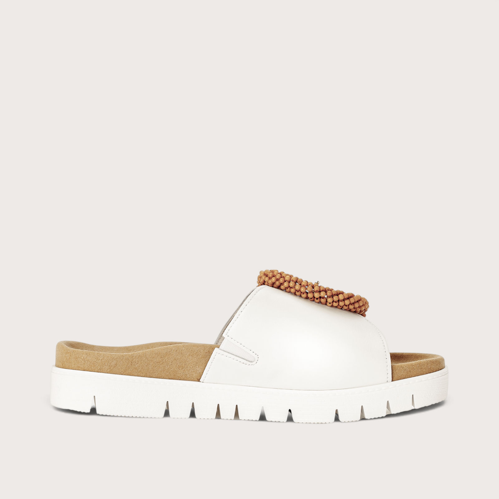 Lucille White Suede Slides
