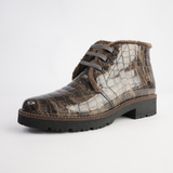 10773 Humo Patent Croc Leather Lace Up Boots
