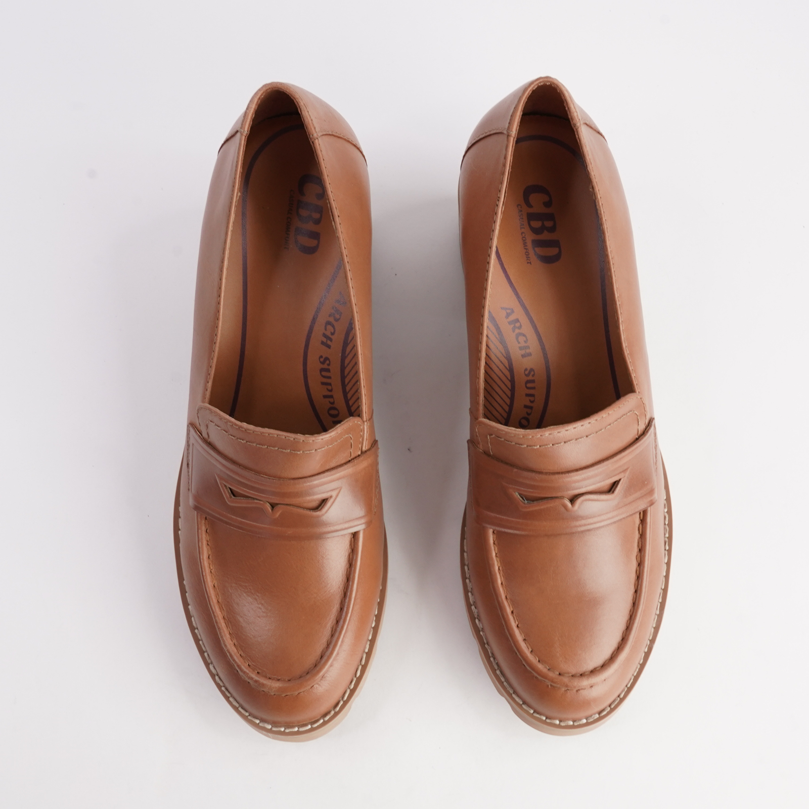 Antonia Tan Leather Heeled Loafers