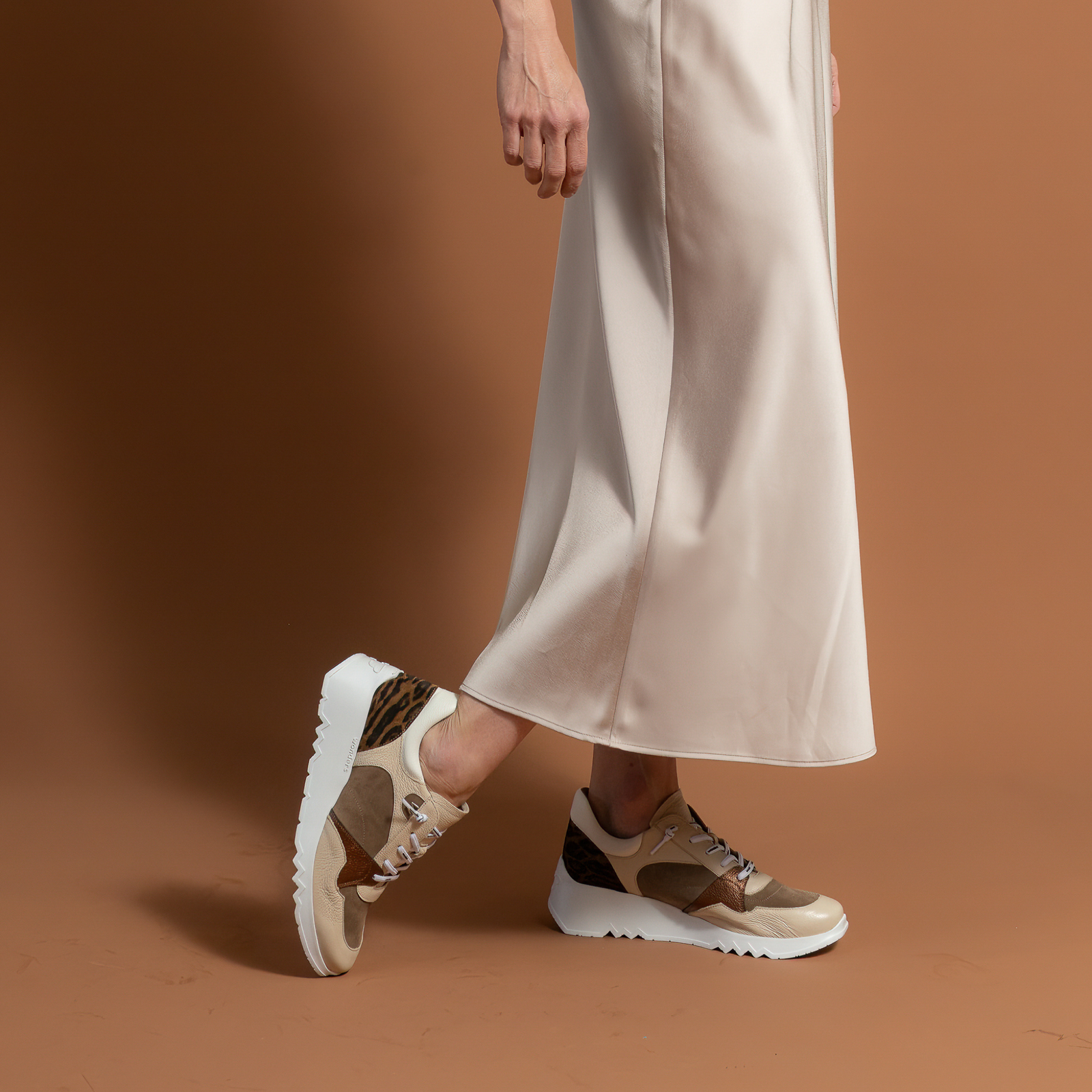 Alba Cream Multi Leather Sneakers