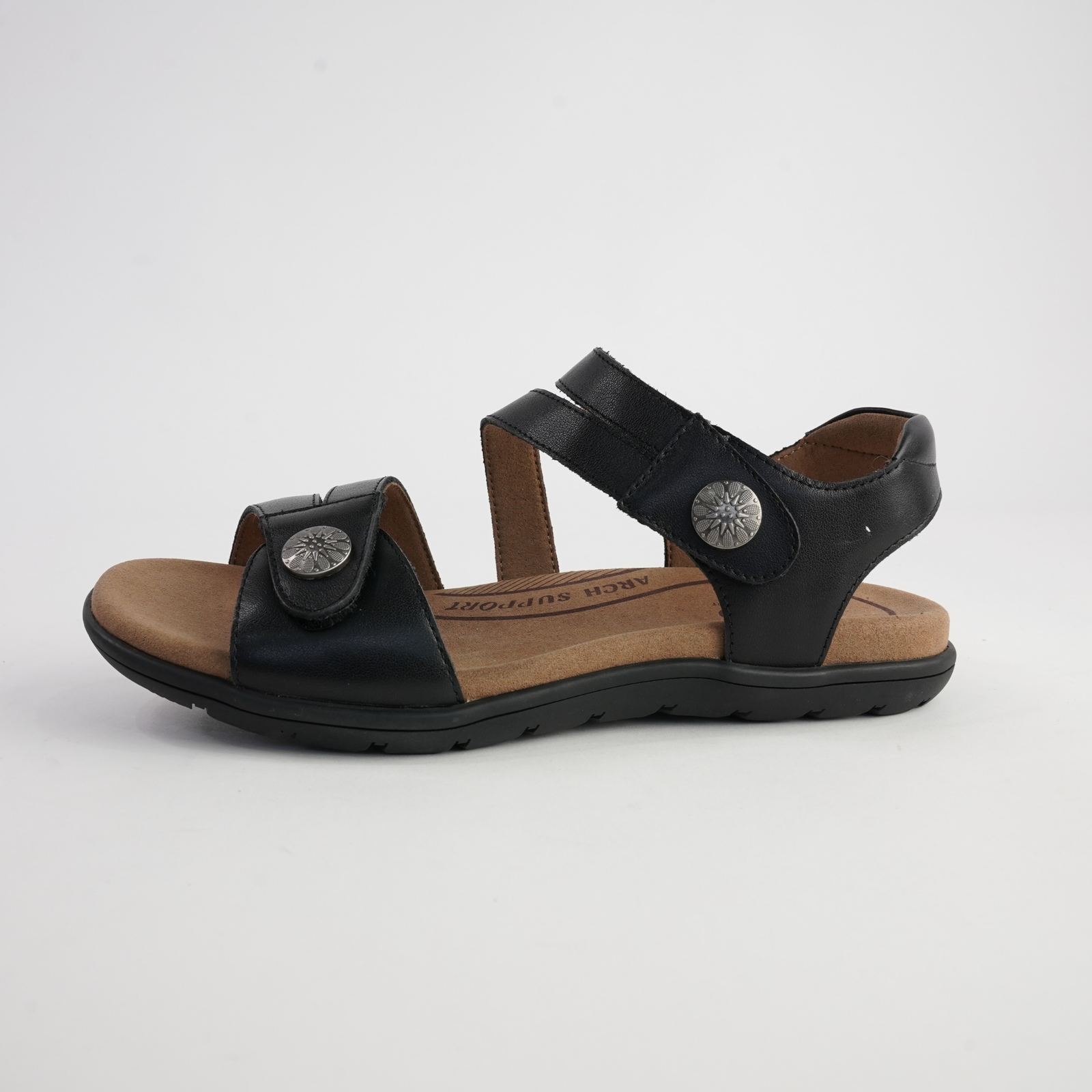 Trophy Black Leather Sandals