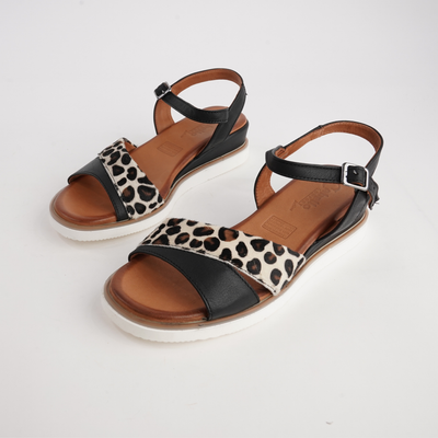 Eclipse Black Leather Sandals