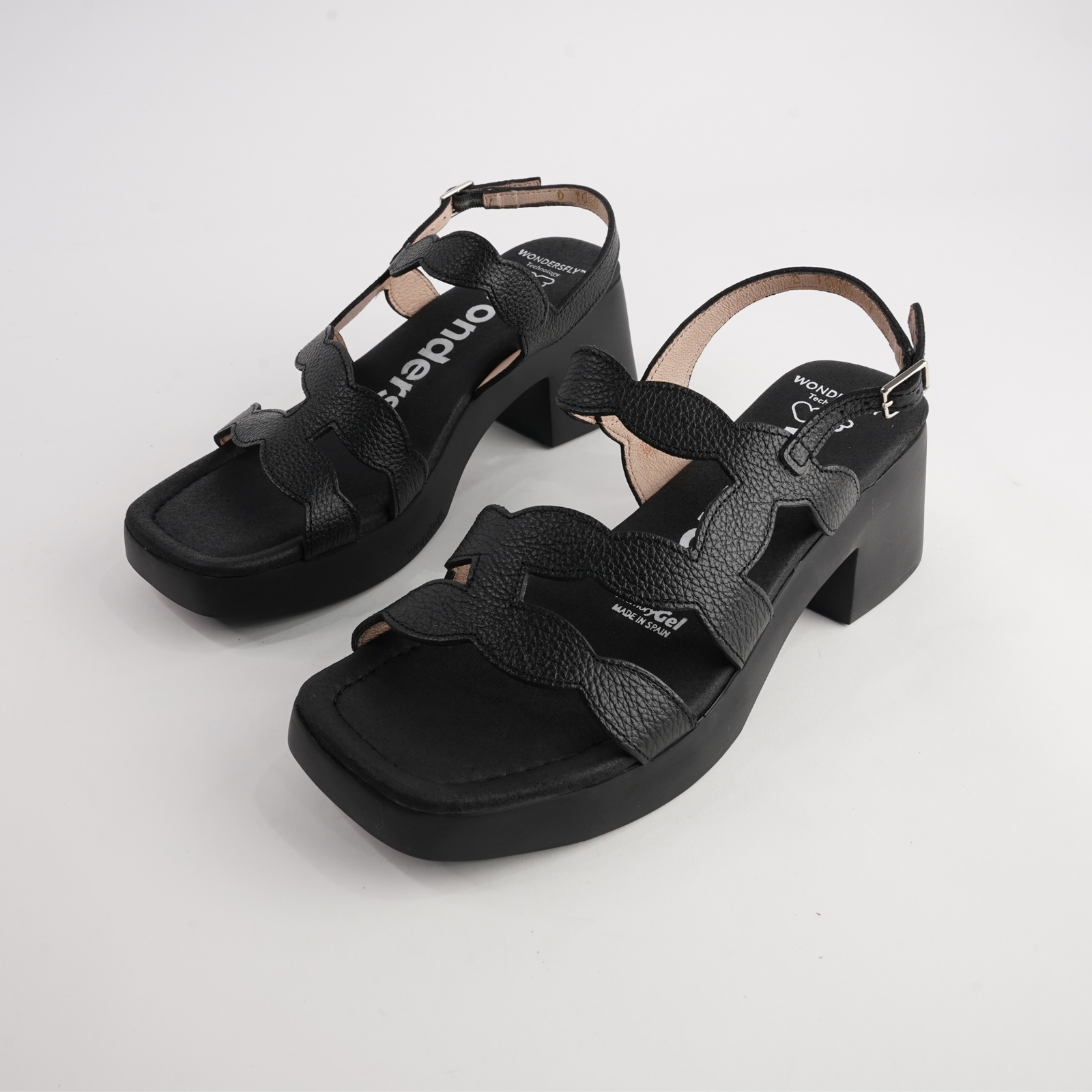 Dawn Black Leather Heels