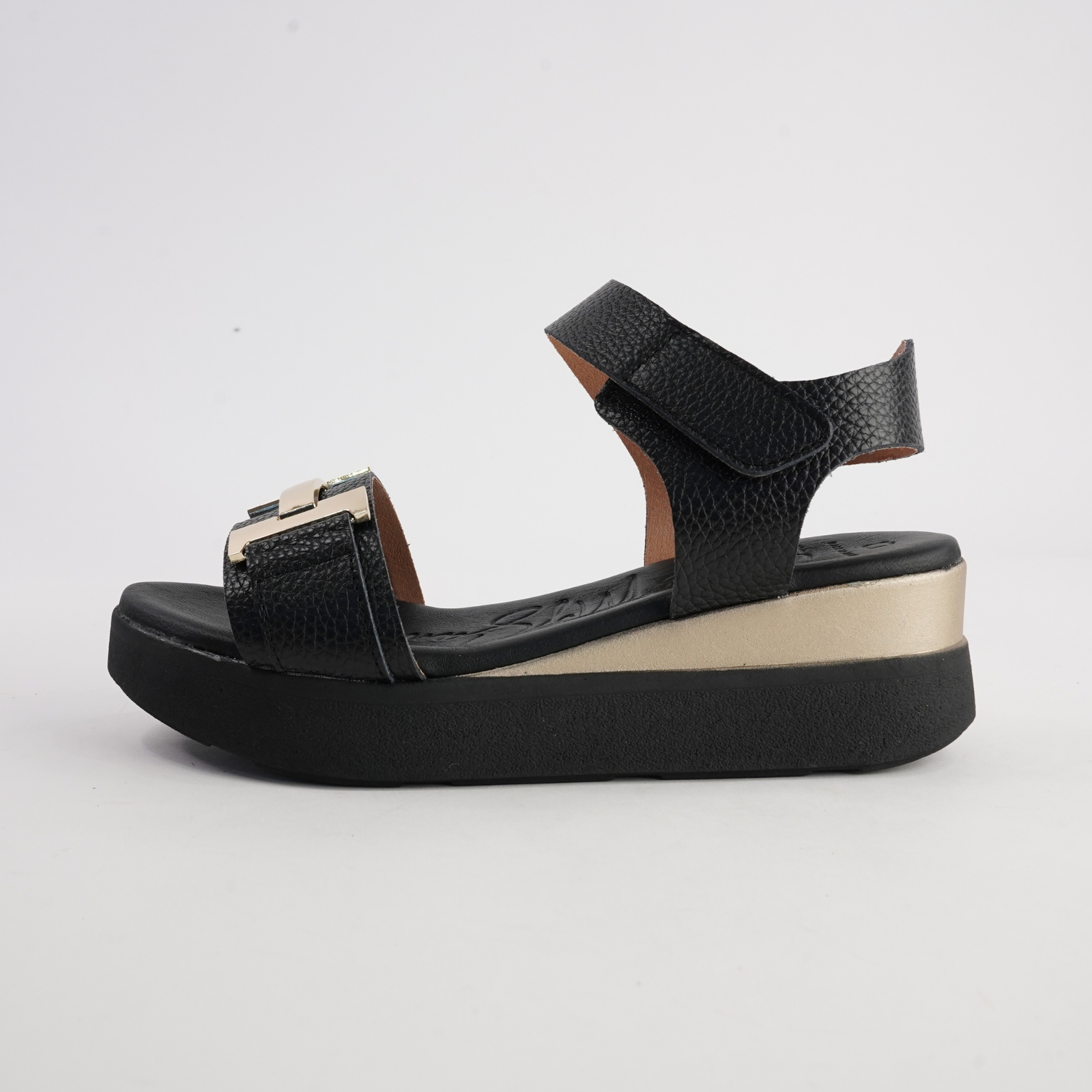 Saul Negro Leather Sandals