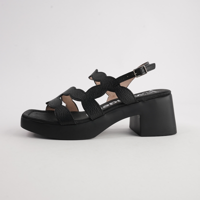 Dawn Black Leather Heels