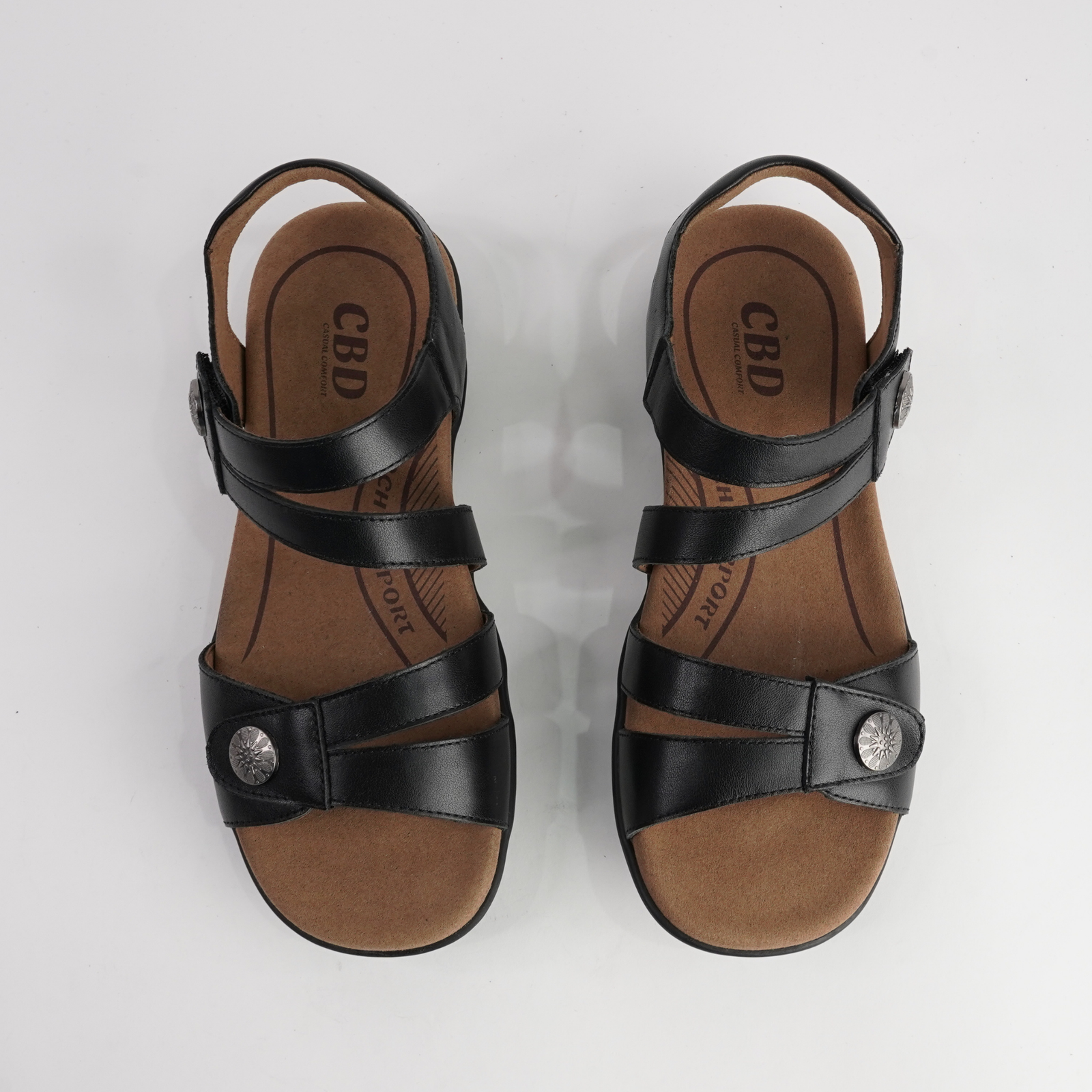 Trophy Black Leather Sandals
