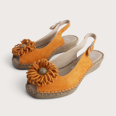 Erica Orange Suede Espadrille Wedges