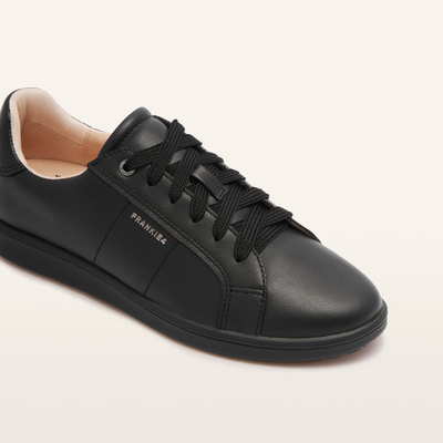 Jackie V Black/ Black Leather Sneakers