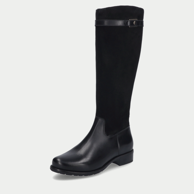 Chiara 05 Black Leather/ Black Suede Knee High Boots