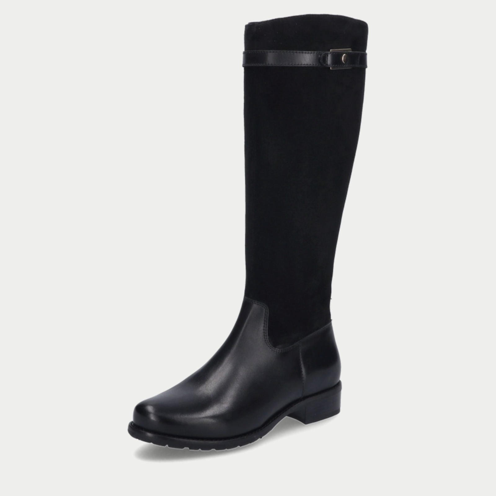 Chiara 05 Black Leather/ Black Suede Knee High Boots
