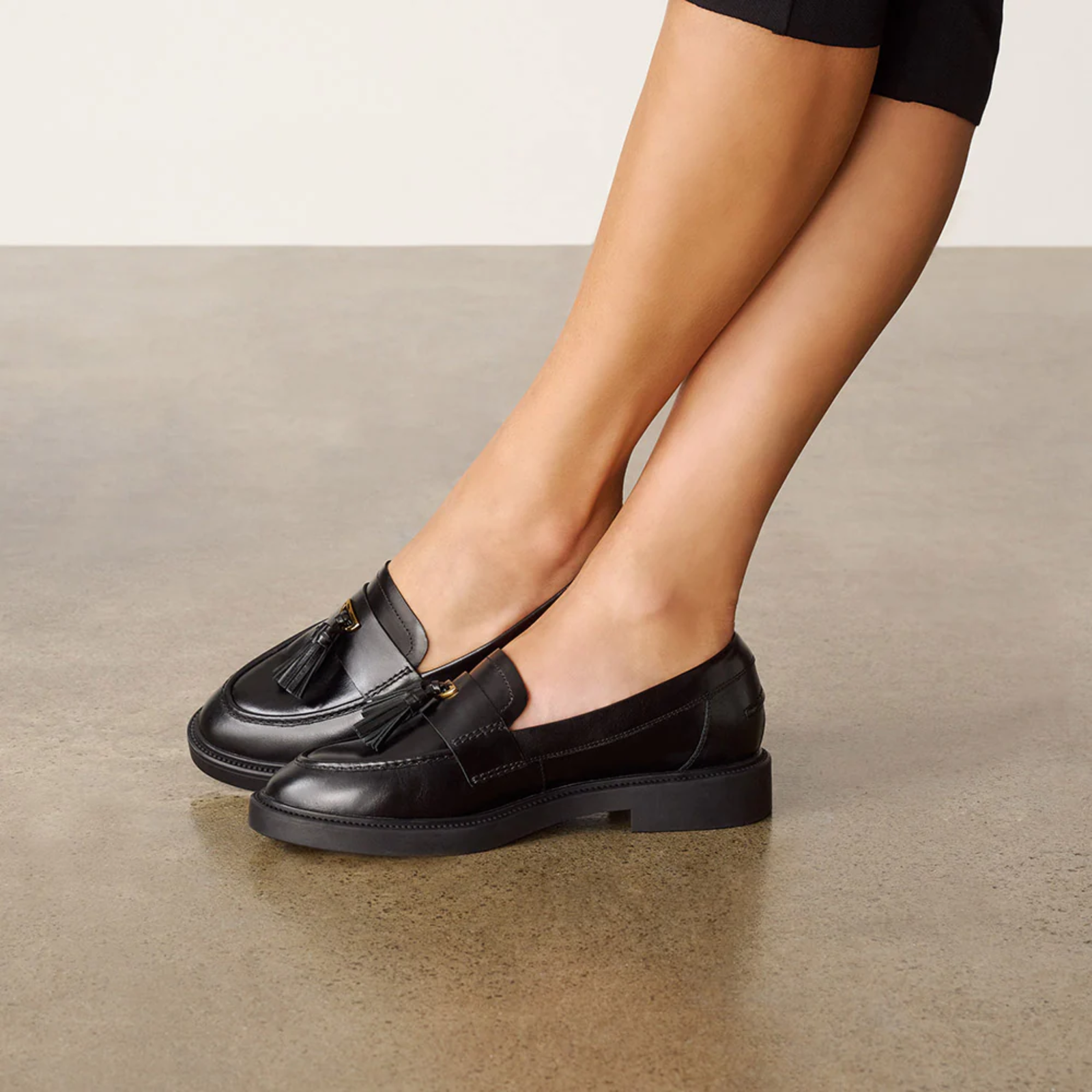 Octavia Black Polish Leather Loafers