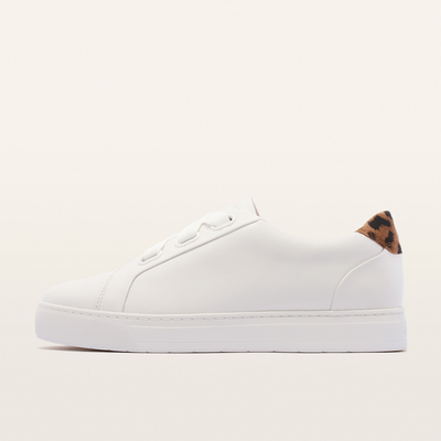 Mya II White Leopard Leather Sneakers
